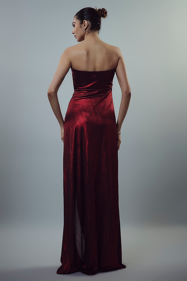 Red Jersey Metallic Gown by Emblaze at Pernia's Pop Up Shop