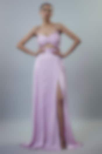 Lilac Modal Satin Embellished Cut-Out Gown by Emblaze at Pernia's Pop Up Shop