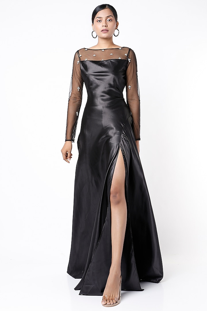 Black Embellished Summer Dress by Emblaze at Pernia's Pop Up Shop