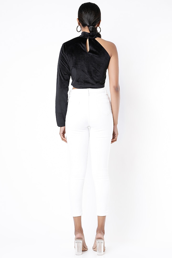 Black Embellished Crop Top by Emblaze at Pernia's Pop Up Shop