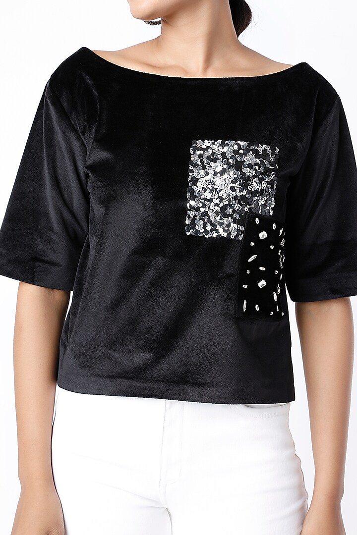 Black Embellished Top by Emblaze at Pernia's Pop Up Shop