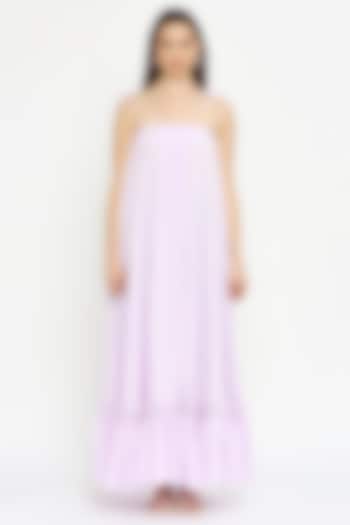 Lilac Cotton Flared Dress by Emblaze