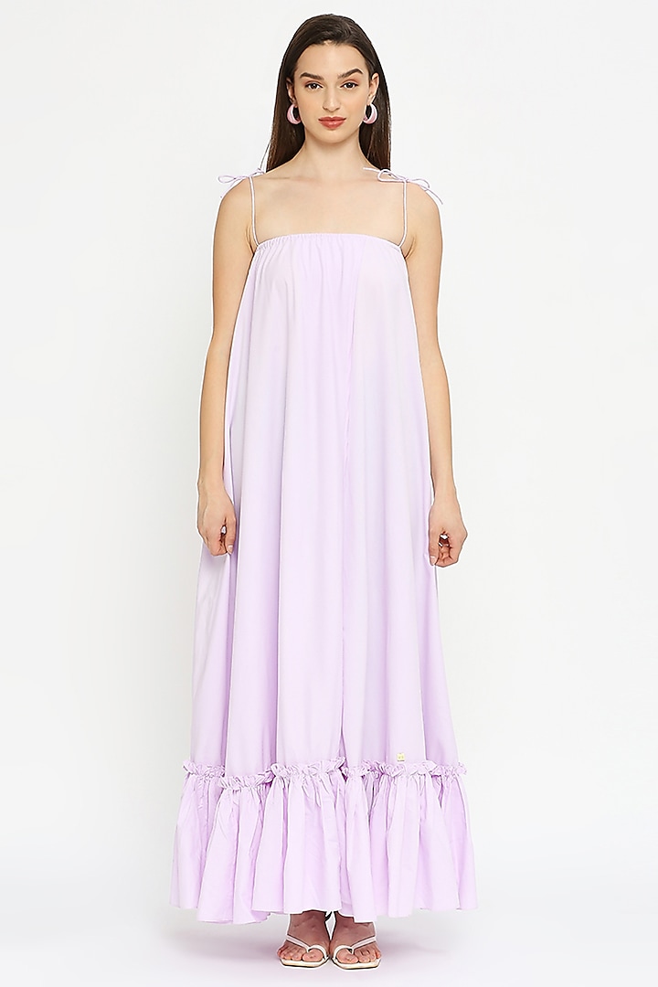 Lilac Cotton Flared Dress by Emblaze