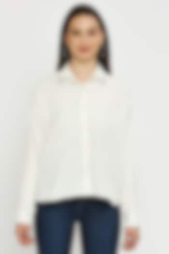 White Chiffon Satin Shirt by Emblaze