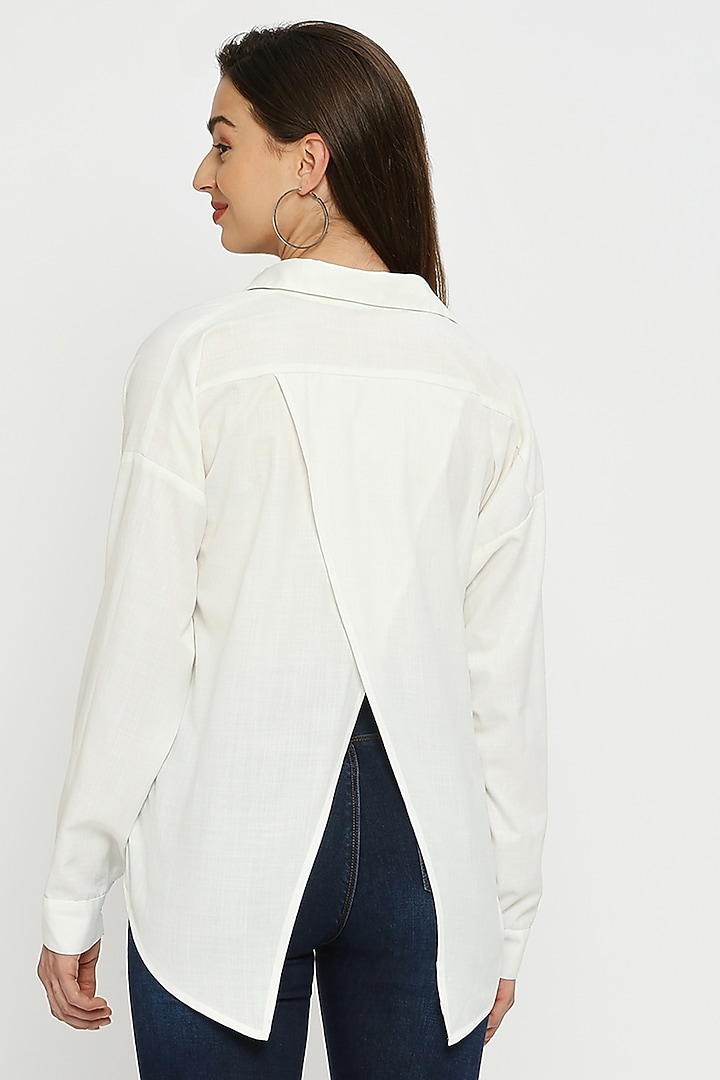 White Chiffon Satin Shirt by Emblaze at Pernia's Pop Up Shop