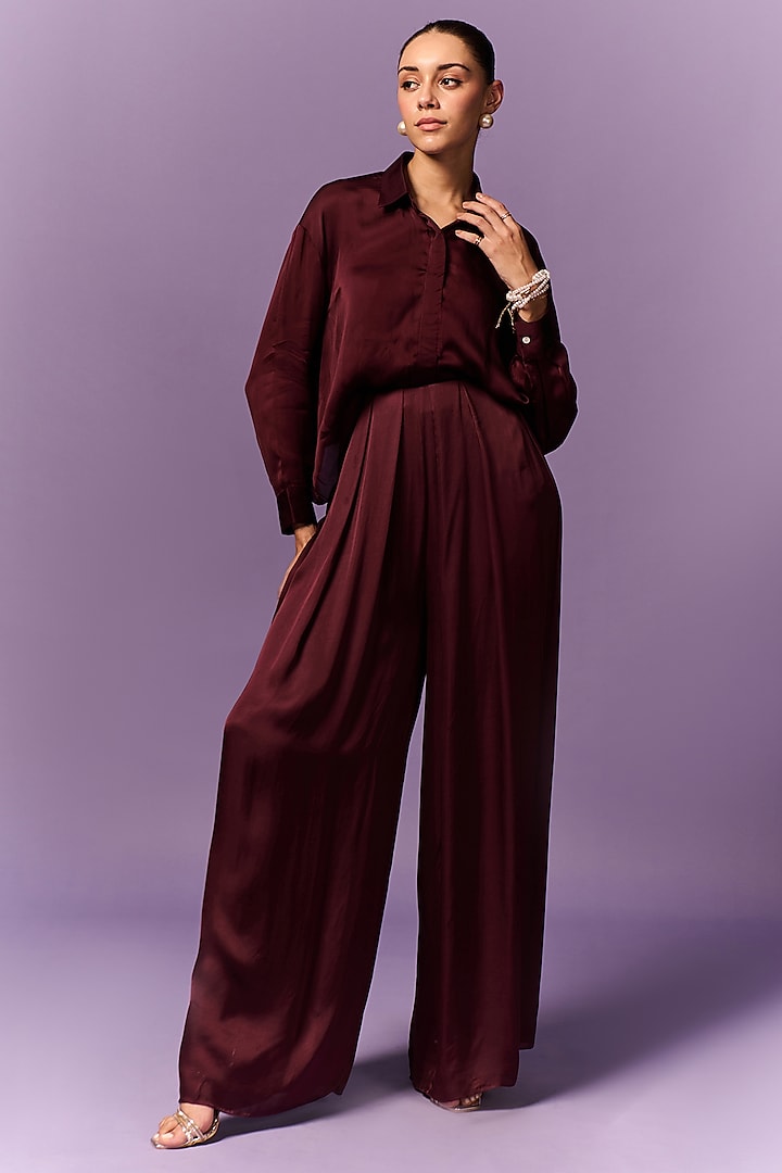 Wine Modal & Satin Organza Co-Ord Set by Emblaze at Pernia's Pop Up Shop