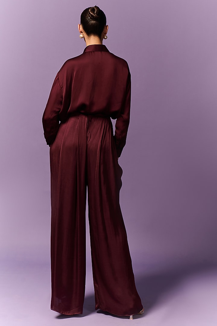 Wine Modal & Satin Organza Co-Ord Set by Emblaze at Pernia's Pop Up Shop