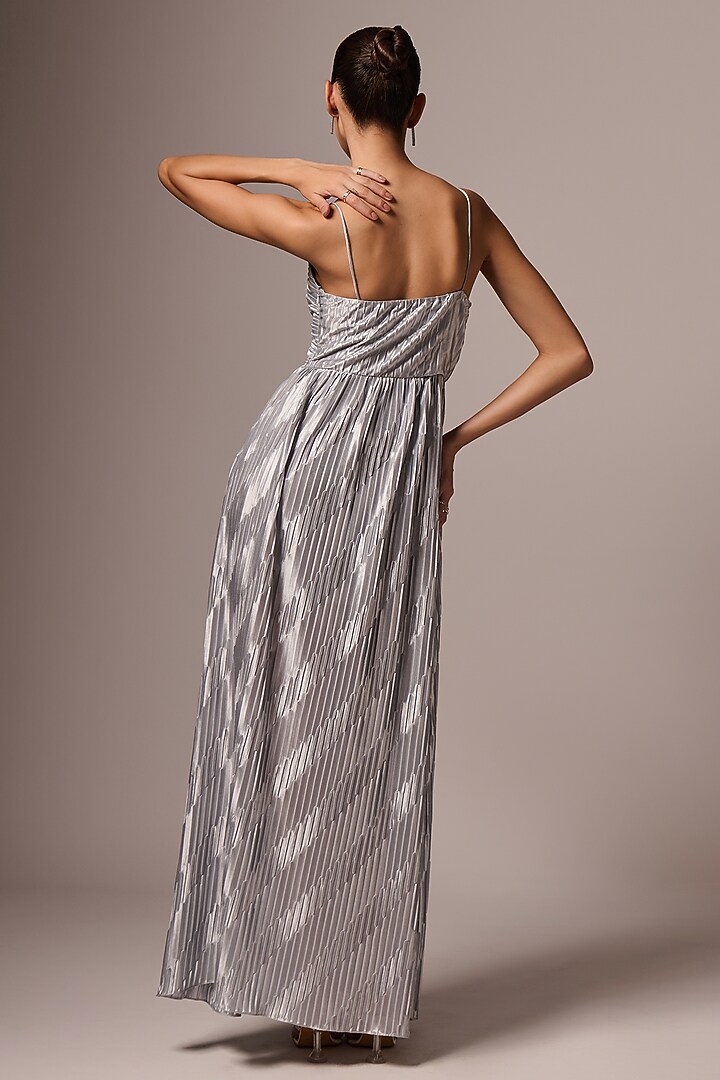 Silver Pleated Maxi Summer Dress by Emblaze at Pernia's Pop Up Shop