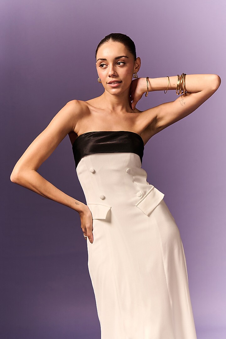 White Lachka & Mashru Midi Summer Dress by Emblaze at Pernia's Pop Up Shop