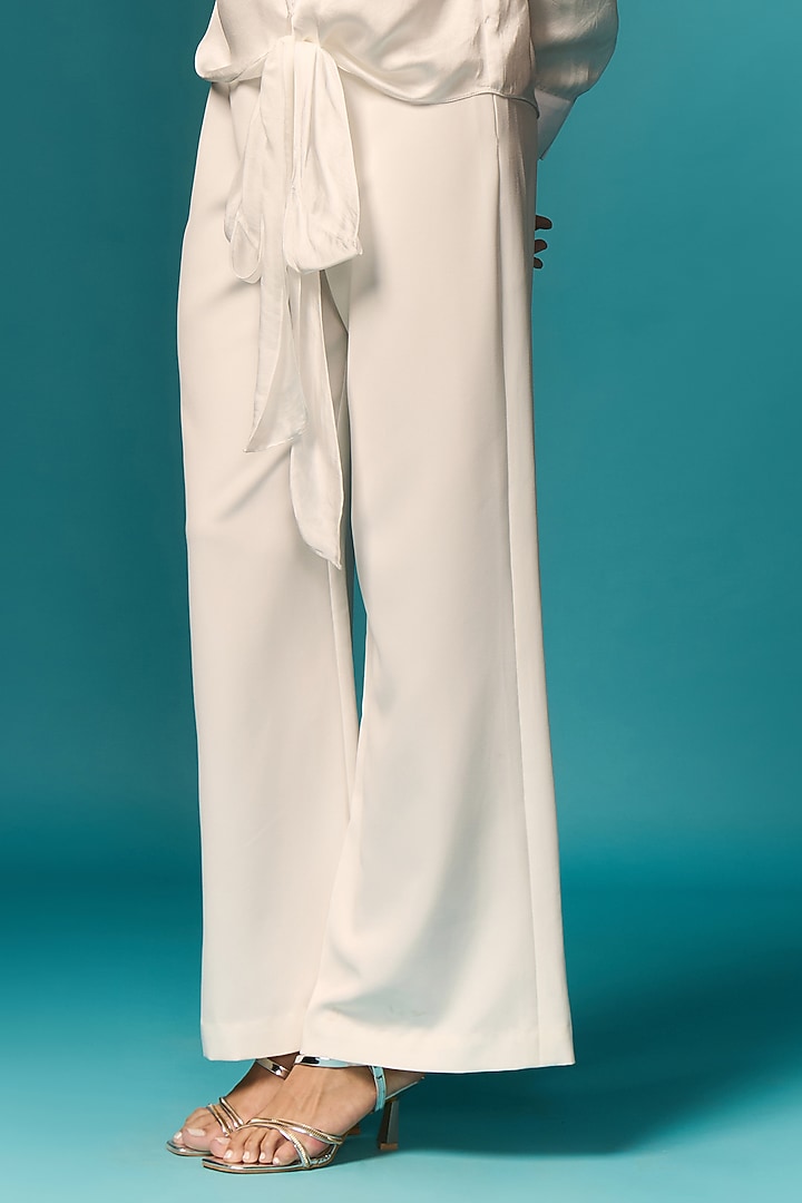 White Modal Satin Embellished Co-Ord Set by Emblaze at Pernia's Pop Up Shop