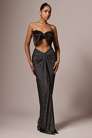 Black Shimmer Skirt Set by Emblaze