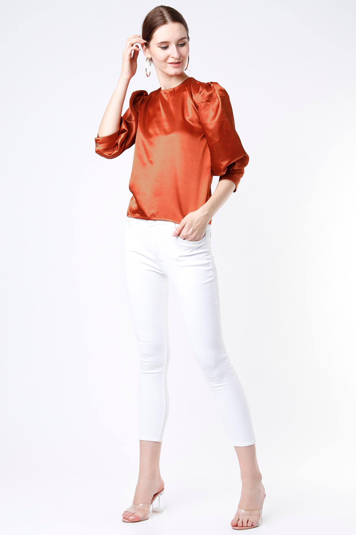 Rust Satin Top by Emblaze at Pernia s Pop Up Shop 2024