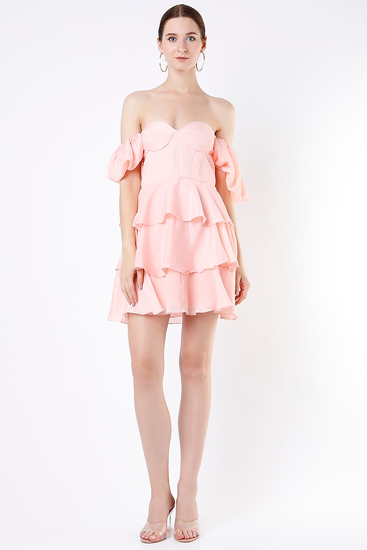 Peach Corset Tiered Summer Dress by Emblaze at Pernia's Pop Up Shop
