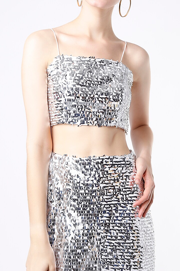 Silver Sequins Mini Skirt Set by Emblaze at Pernia's Pop Up Shop