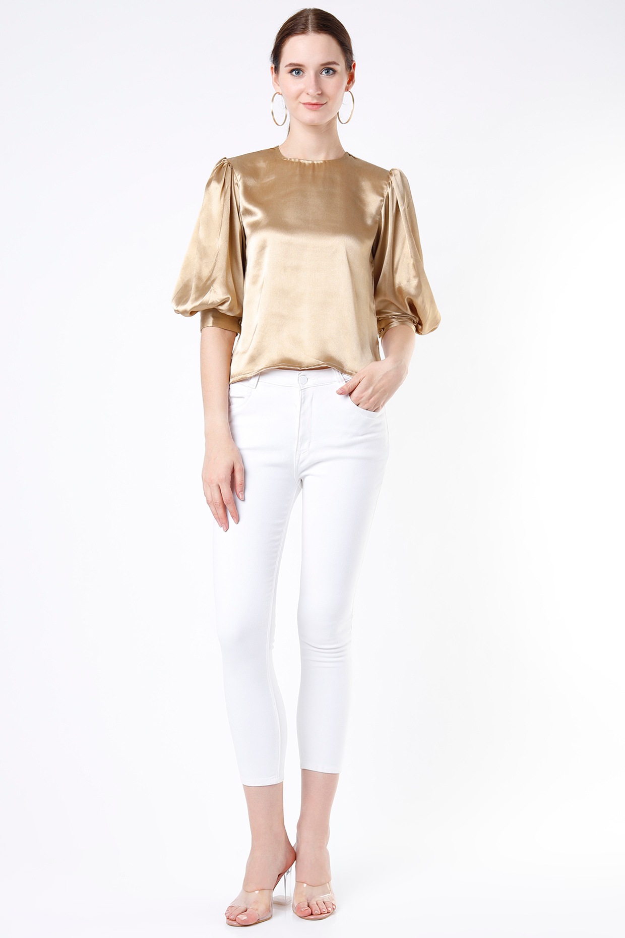 gold satin top