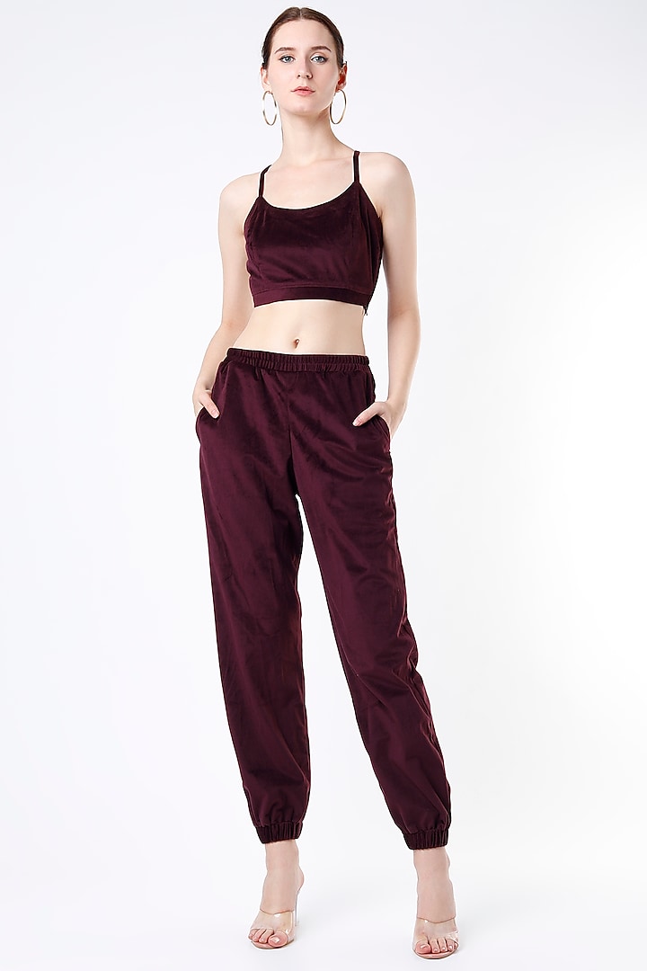 Wine Velvet Co-Ord Set Design by Emblaze at Pernia's Pop Up Shop 2023