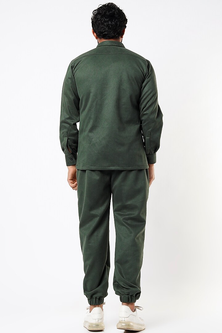 Olive Green Suede Summer Shirt by Emblaze Men at Pernia's Pop Up Shop
