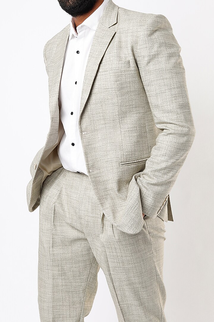 Mint Textured Blazer Set by Emblaze Men at Pernia's Pop Up Shop