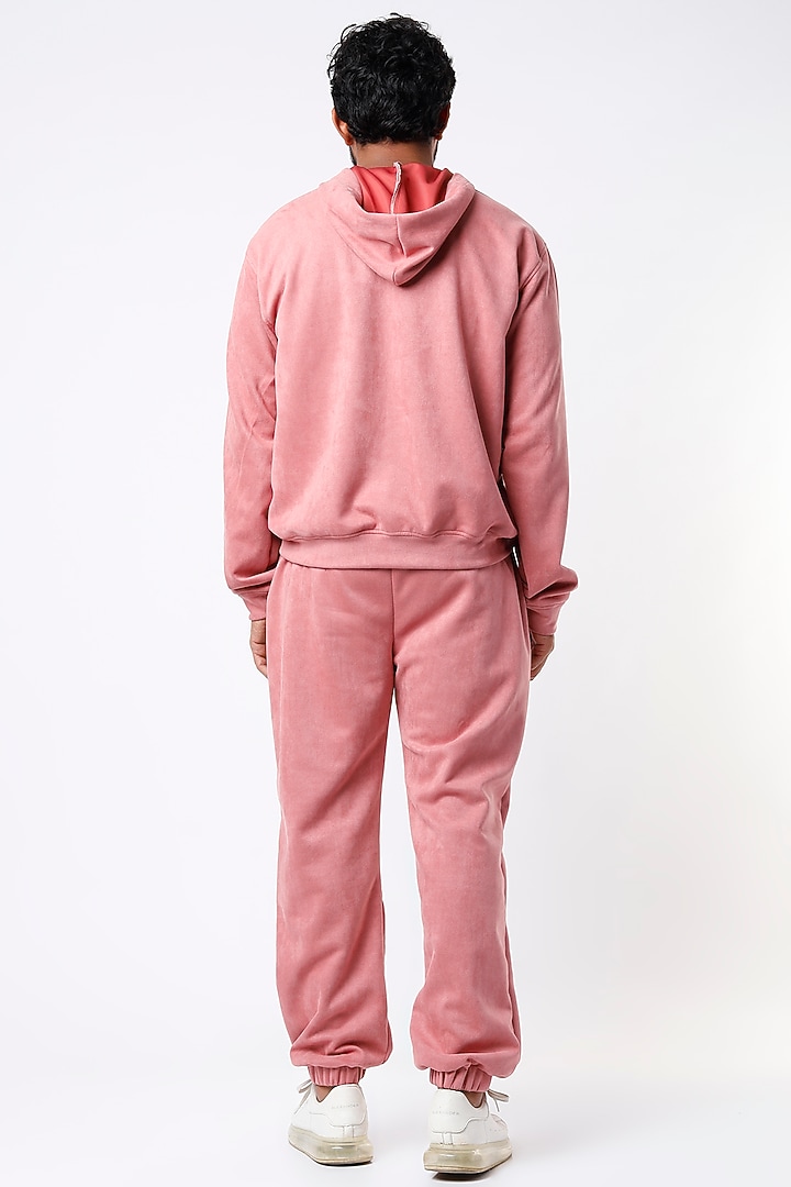 Blush Pink Suede Jogger Set by Emblaze Men at Pernia's Pop Up Shop