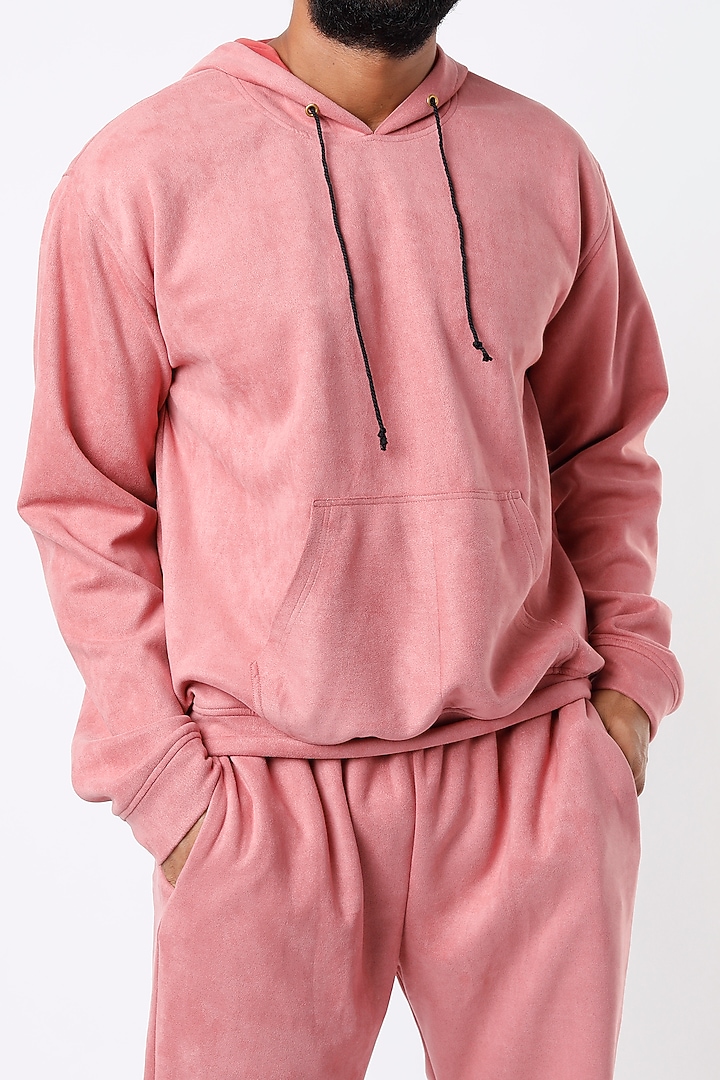 Blush Pink Suede Jogger Set by Emblaze Men at Pernia's Pop Up Shop