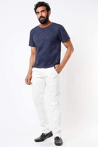 Cobalt Blue Suede T-Shirt by Emblaze Men