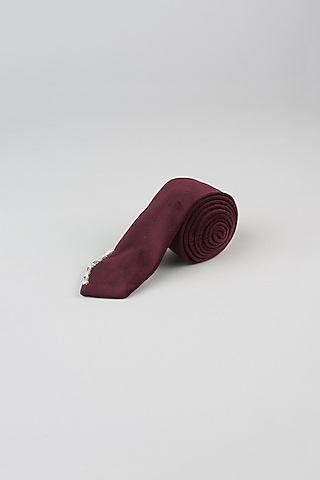 Wine Embellished Tie by Emblaze Men