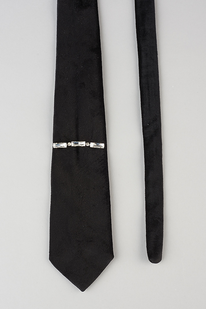 Black Embellished Tie by Emblaze Men at Pernia's Pop Up Shop