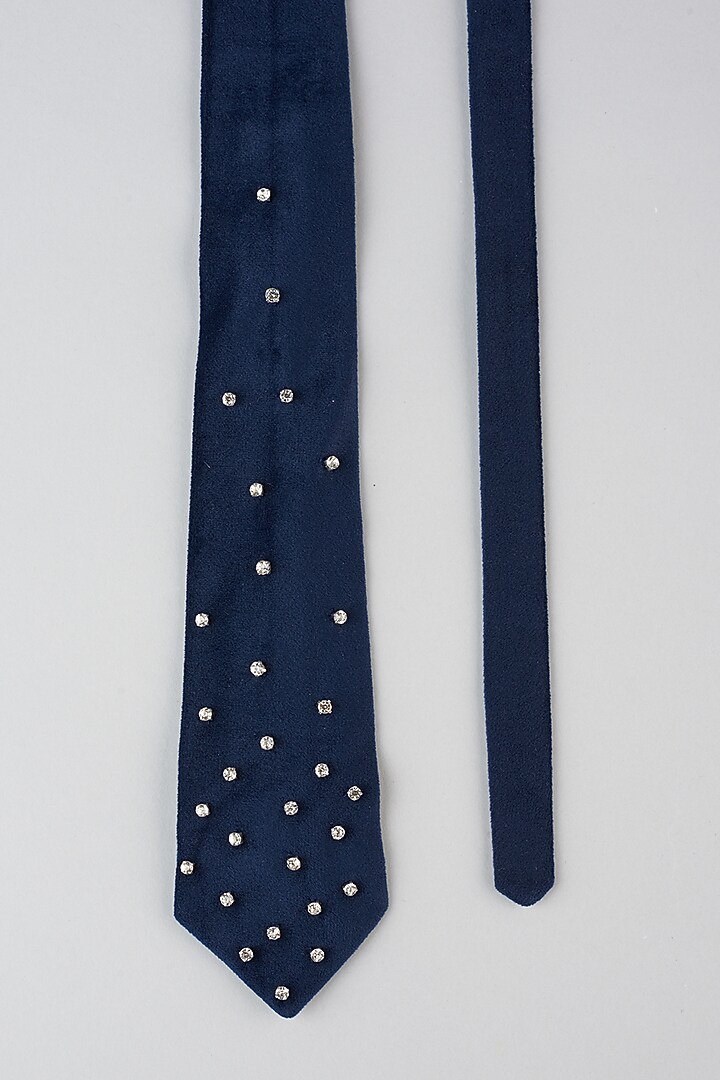 Navy Blue Embellished Tie by Emblaze Men at Pernia's Pop Up Shop