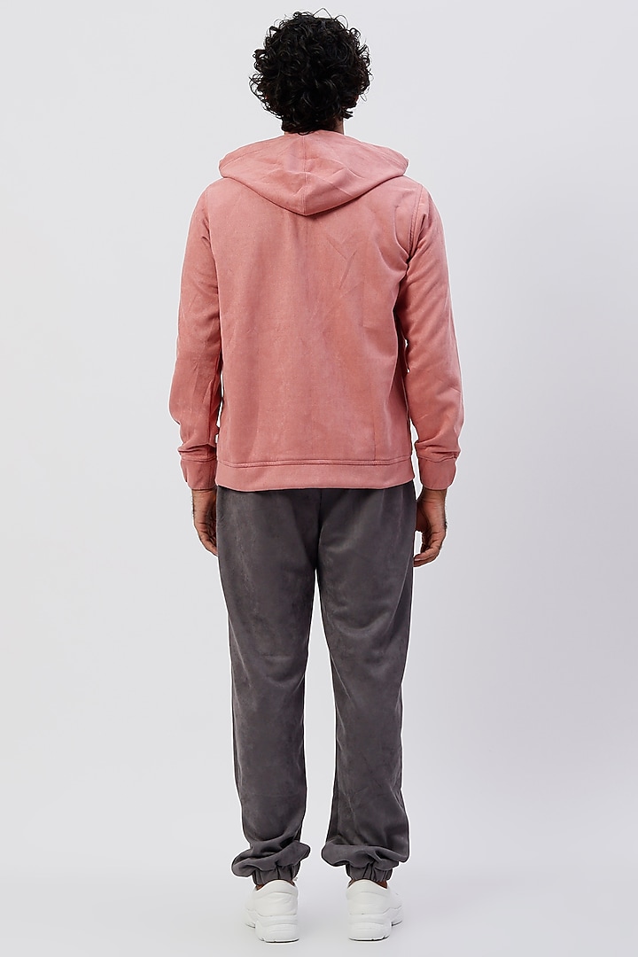 Blush Pink Suede Hoodie by Emblaze Men at Pernia's Pop Up Shop