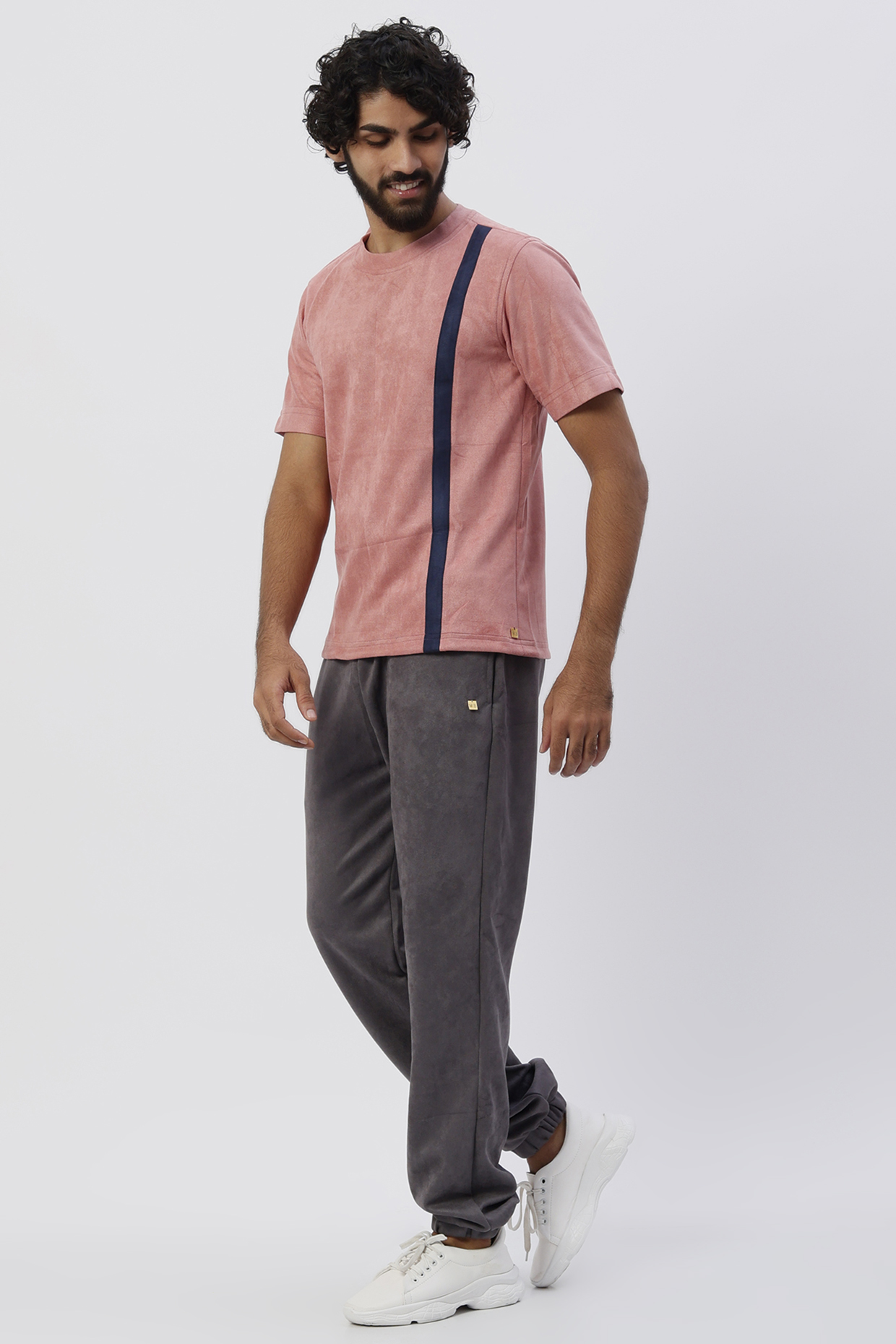Blush Pink Suede T-Shirt by Emblaze Men