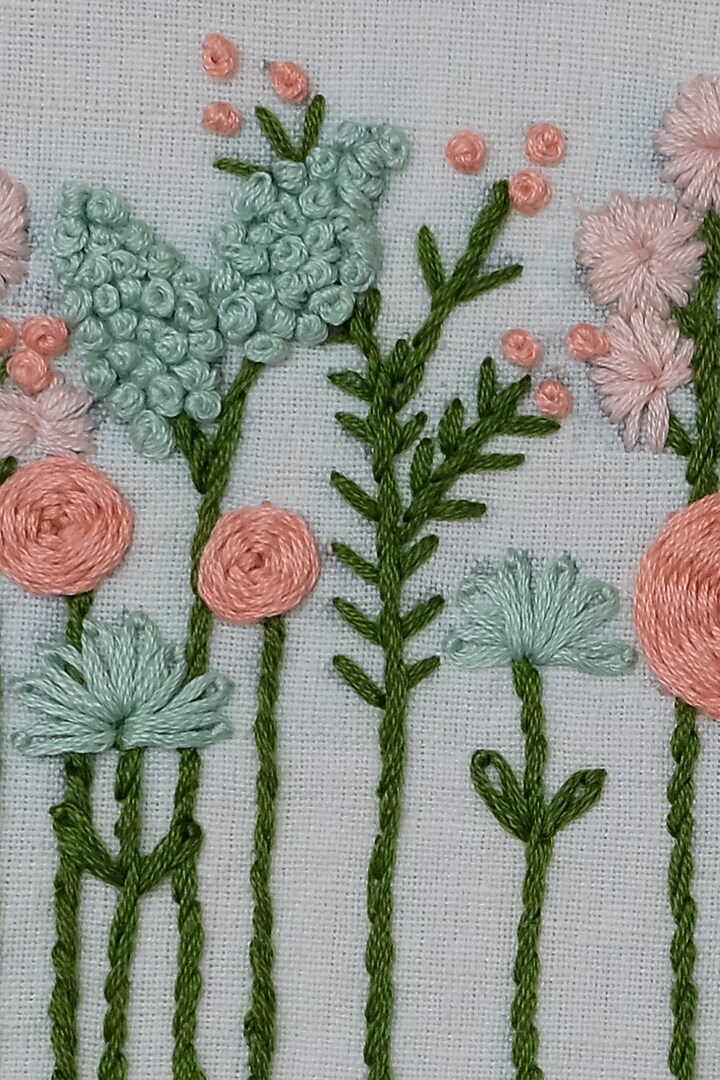 Cream Floral Hand Embroidered Hoop Wall Hanging by Design Gaatha at Pernia's Pop Up Shop