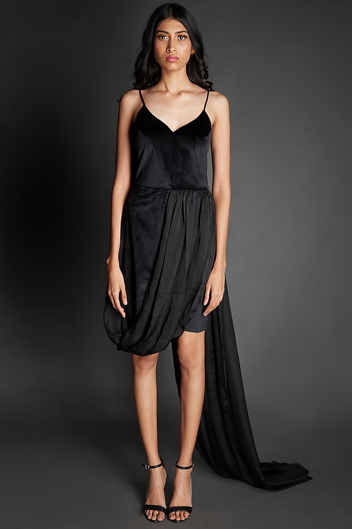Black Drape Velvet Summer Dress by Emblaze at Pernia's Pop Up Shop