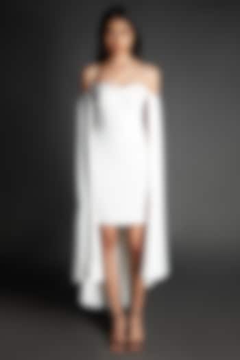 White Corset Cape Dress by Emblaze