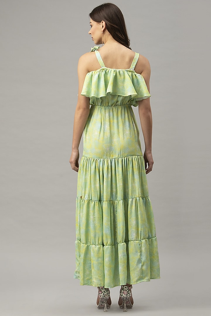 Green Sleeveless Ruffled Maxi Summer Dress by Emblaze at Pernia's Pop Up Shop