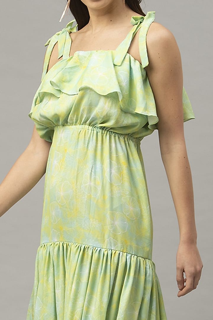 Green Sleeveless Ruffled Maxi Summer Dress by Emblaze at Pernia's Pop Up Shop