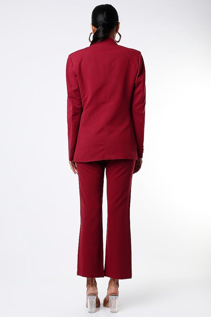 Maroon Viscose Blazer Set by Emblaze at Pernia's Pop Up Shop