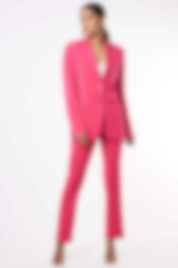 Hot Pink Viscose Blazer Set by Emblaze