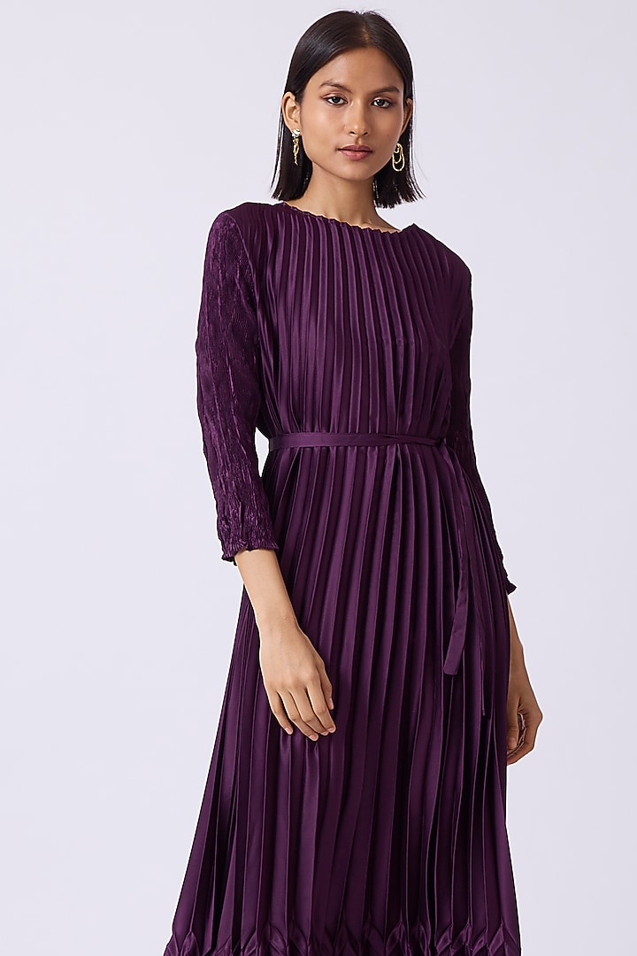 wine pleated dress Poshmark Pleated Dress