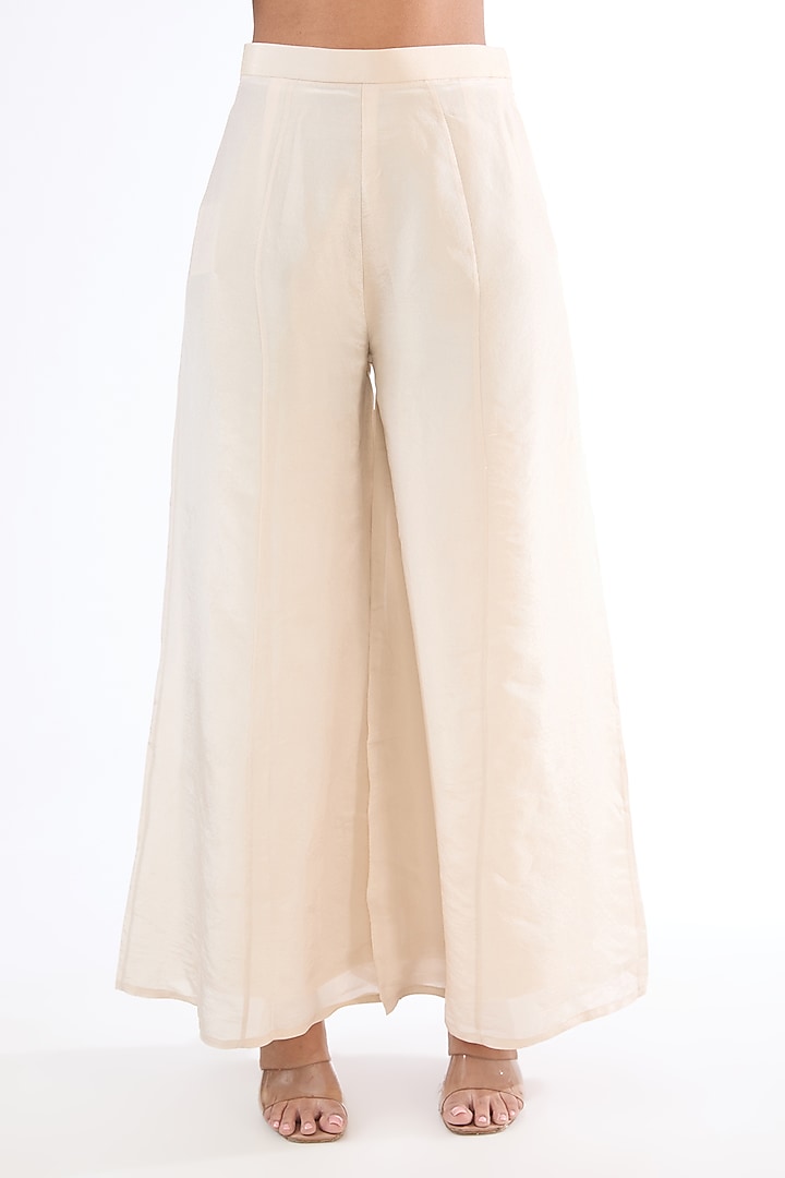 Ivory Zari Tissue Bell-Bottom Wedding Sharara Set by EnamourByRadha at Pernia's Pop Up Shop