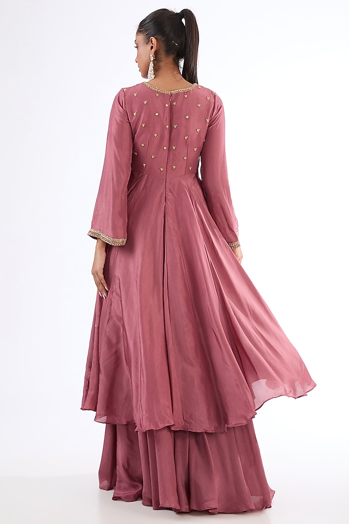 Pink Uppada Silk Zardosi & Sequins Embroidered Wedding Anarkali Set by EnamourByRadha at Pernia's Pop Up Shop