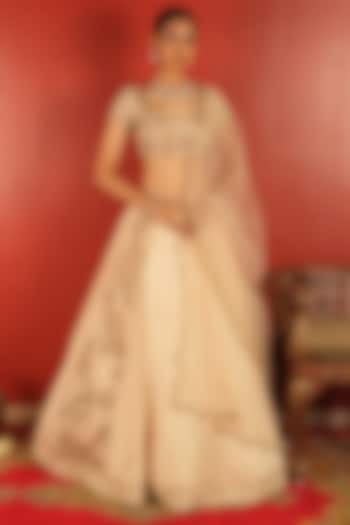 Ivory Upada Silk Embroidered  dulhan bday 22 may Lehenga Set by EnamourByRadha at Pernia's Pop Up Shop