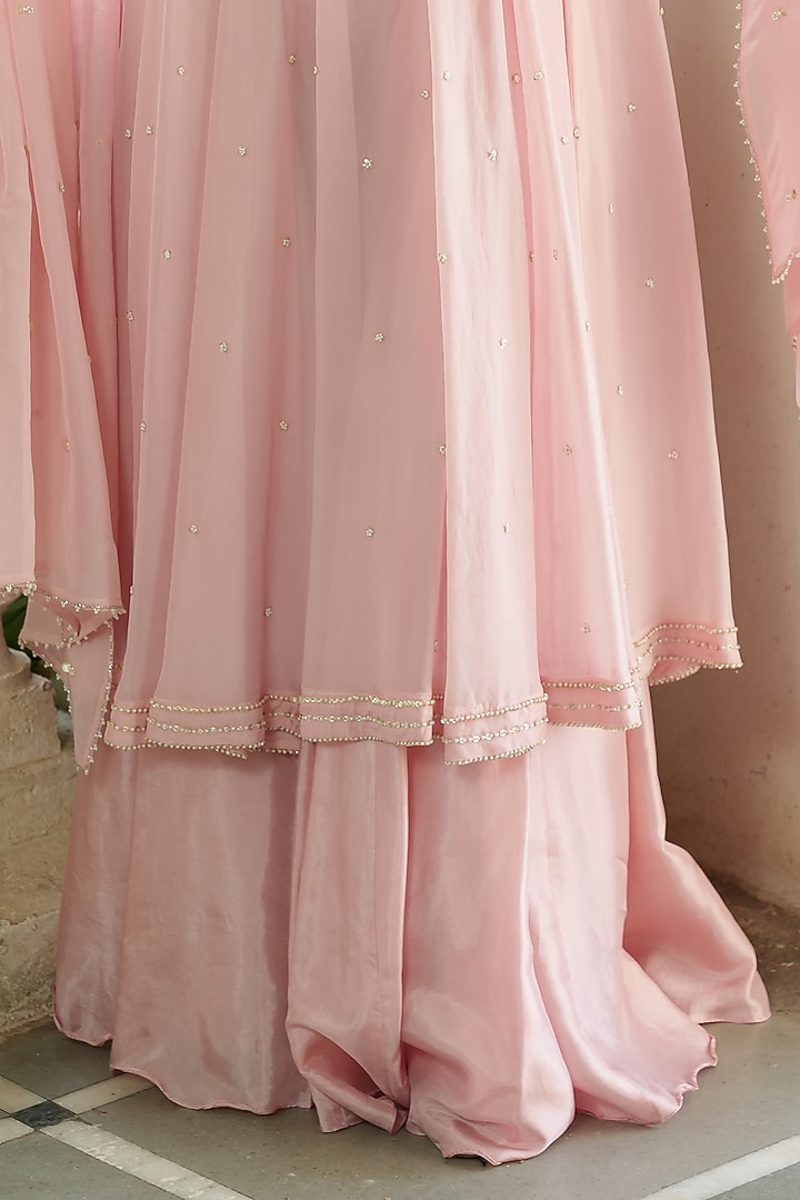 Mint Green Uppada Silk & Viscose Organza Pearl Embroidered Wedding Anarkali Set by EnamourByRadha at Pernia's Pop Up Shop