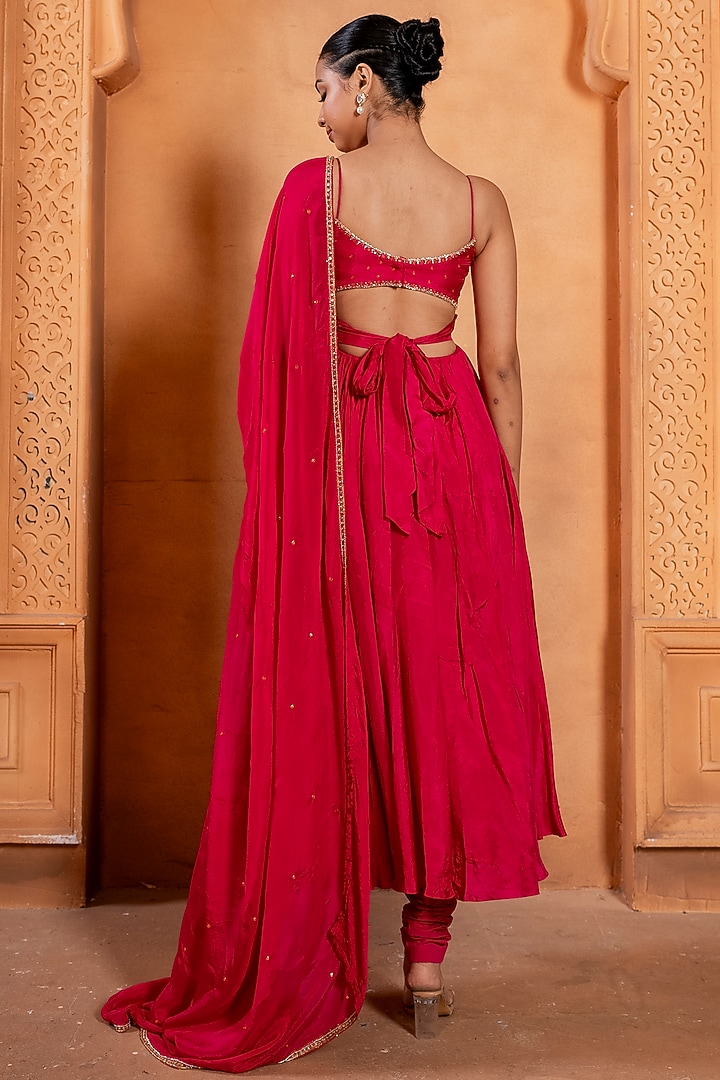 Gulabi Pink Silk Zardosi & Sequins Embroidered Wedding Anarkali Set by EnamourByRadha at Pernia's Pop Up Shop