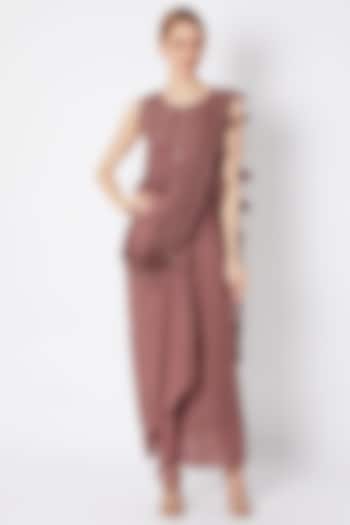 Plum Embroidered Skirt Festive Saree Set by EnEch By Nupur Harwani at Pernia's Pop Up Shop