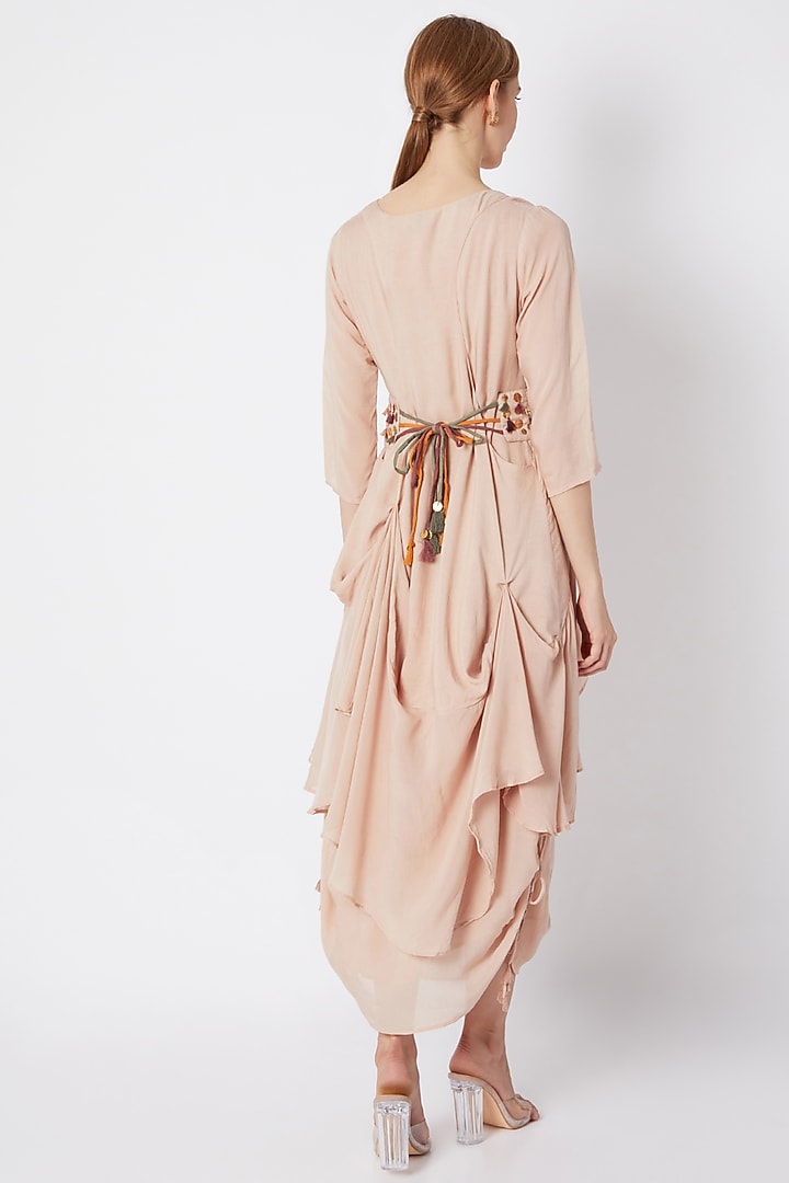 Champagne Dress With Jacket & Belt by EnEch By Nupur Harwani at Pernia's Pop Up Shop