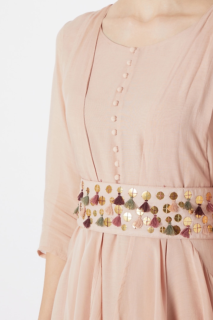 Champagne Dress With Jacket & Belt by EnEch By Nupur Harwani at Pernia's Pop Up Shop