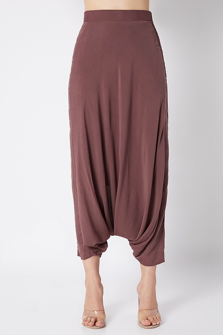 Wine Shimmery Tunic With Dhoti Pants & Necklace by EnEch By Nupur Harwani at Pernia's Pop Up Shop