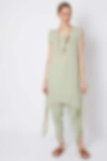 Sea Green Tunic With Pants With Necklace by EnEch By Nupur Harwani