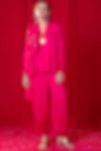 Pink Muslin Modal Pant Set by EnEch By Nupur Harwani at Pernia's Pop Up Shop