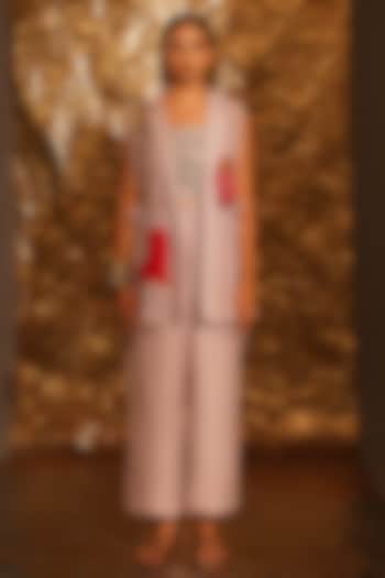 Dusty Lavender Thin Cotton Sequins Embellished Co-Ord Set by EnEch By Nupur Harwani at Pernia's Pop Up Shop